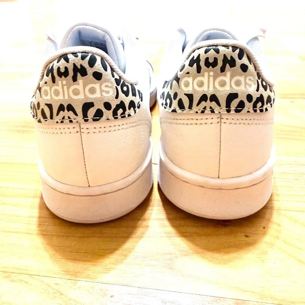 Adidas Womens 9.5 Grand Court White & Leopard Stripe Sneakers Shoes Excellent - Picture 11 of 12